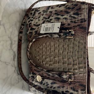 Brahmin Finley Carryall genuine leather satchel with handles and crossbody strap